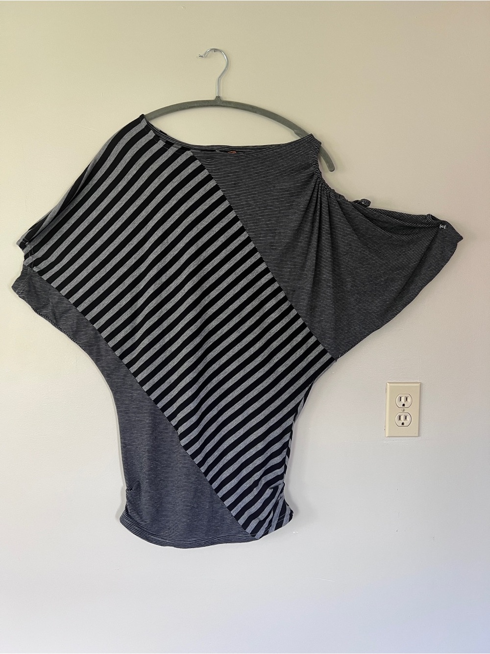 Gray Striped Asymmetric Top Size S y2k